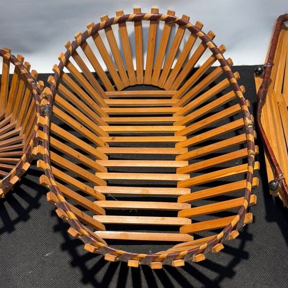 Elegant Brown Wooden Basket Set - Picture 3 of 8